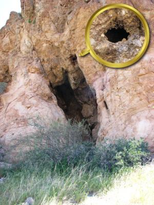 Hole above cave entrance